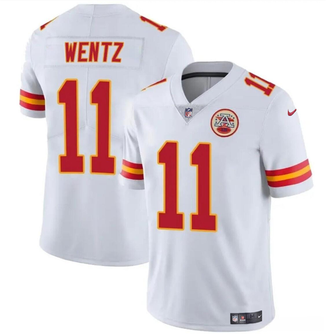 Men’s Kansas City Chiefs #11 Carson Wentz White Vapor Untouchable Limited Stitched Football Jersey